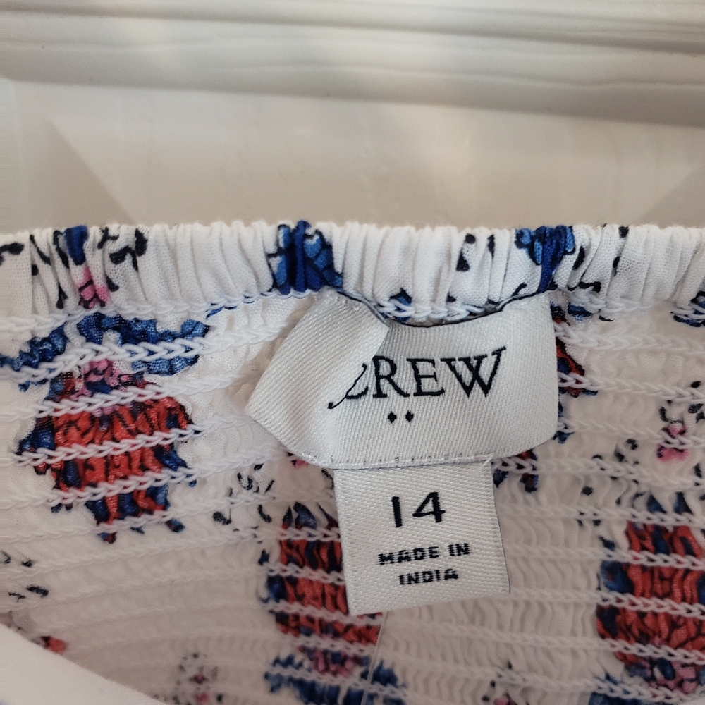 J. Crew White Dress with Red and Blue Floral Pattern - Picture 4 of 5